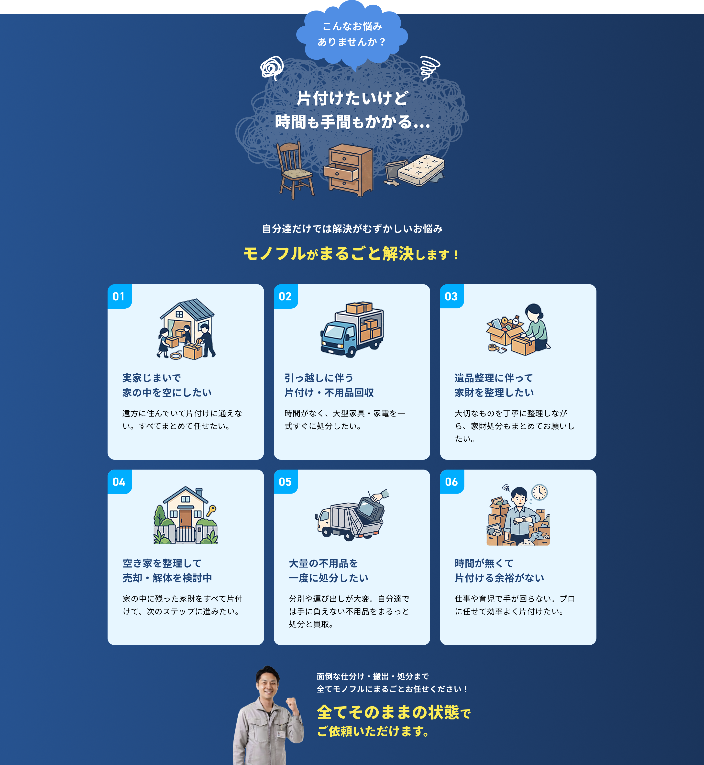 仕分け・搬出・処分まで一括対応 立会不要・遠方でもOK！