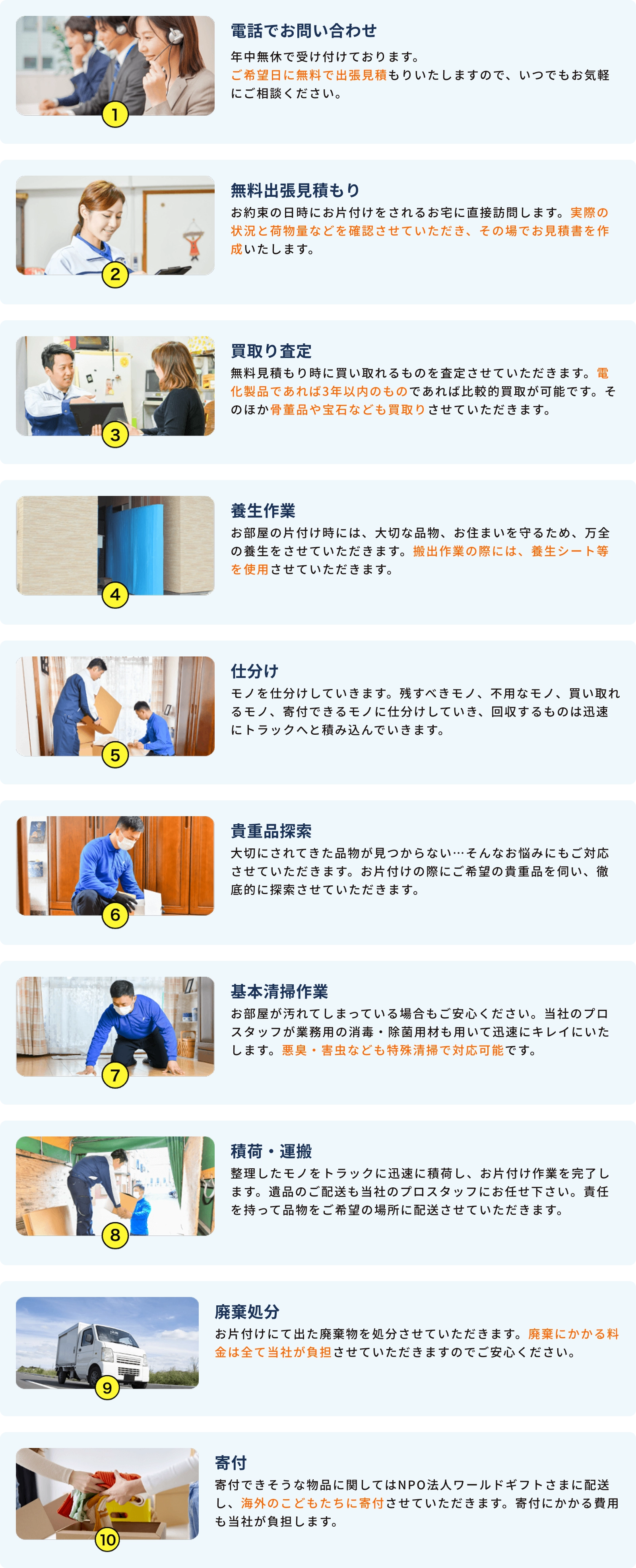 サービス内容と流れ詳細